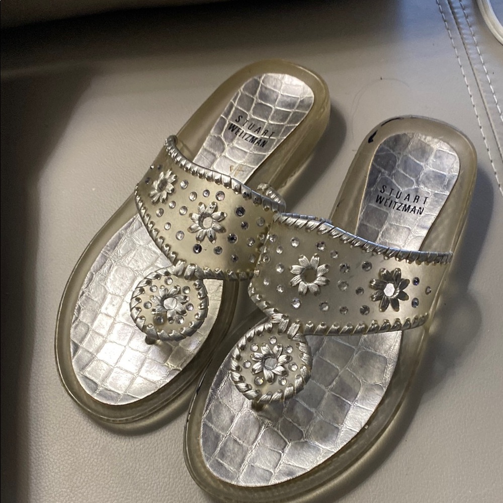 Stuart Weitzman Silver Embellished Sandals